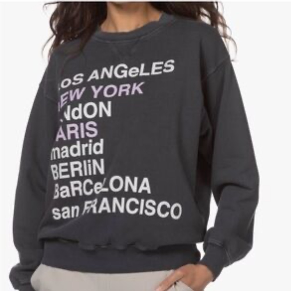 Anine Bing City Love Grey Pullover Sweatshirt Size XS Over Sized Crewneck